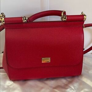 Dolce and Gabbana Elegant Red Leather Handbag